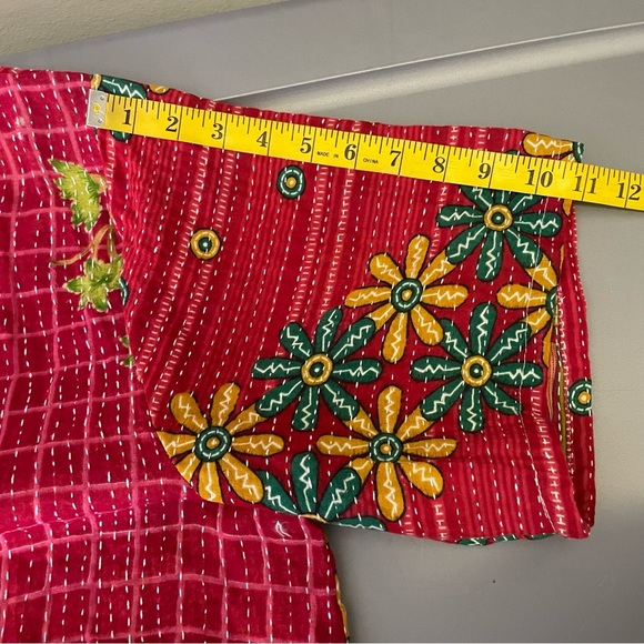Kantha Bae Boho Hippie Quilted Floral Slouchy Above Knee Reversible Dress OS - Picture 9 of 11